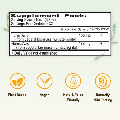 Vital Earth Minerals Fulvic Humic Mineral Blend Liquid 2-Pack – 70+ Trace Minerals & Electrolytes