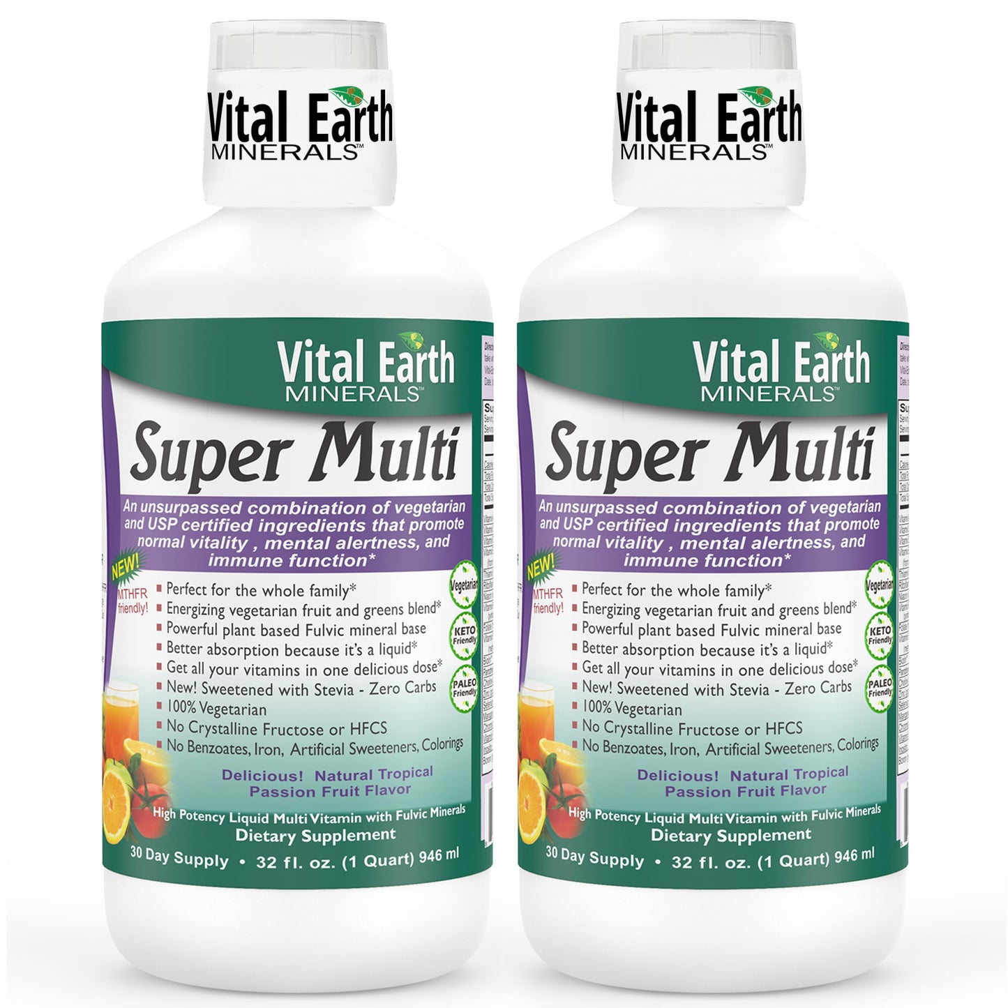 Vital Earth Minerals Super Multi 2-Pack – Liquid Multivitamin with Fulvic Acid & MTHFR Support