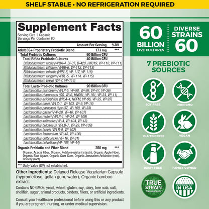 Vital Flora 60B CFU Probiotic for Adults 55+ | Vital Planet Shelf-Stable