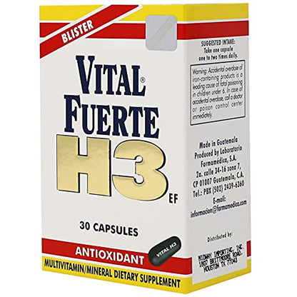 Vital Fuerte H3 – Multivitamin with Antioxidants | 30 Capsules Blister