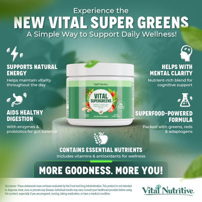 Vital Greens Superfood Powder – 40+ Superfoods, Probiotics, Vegan