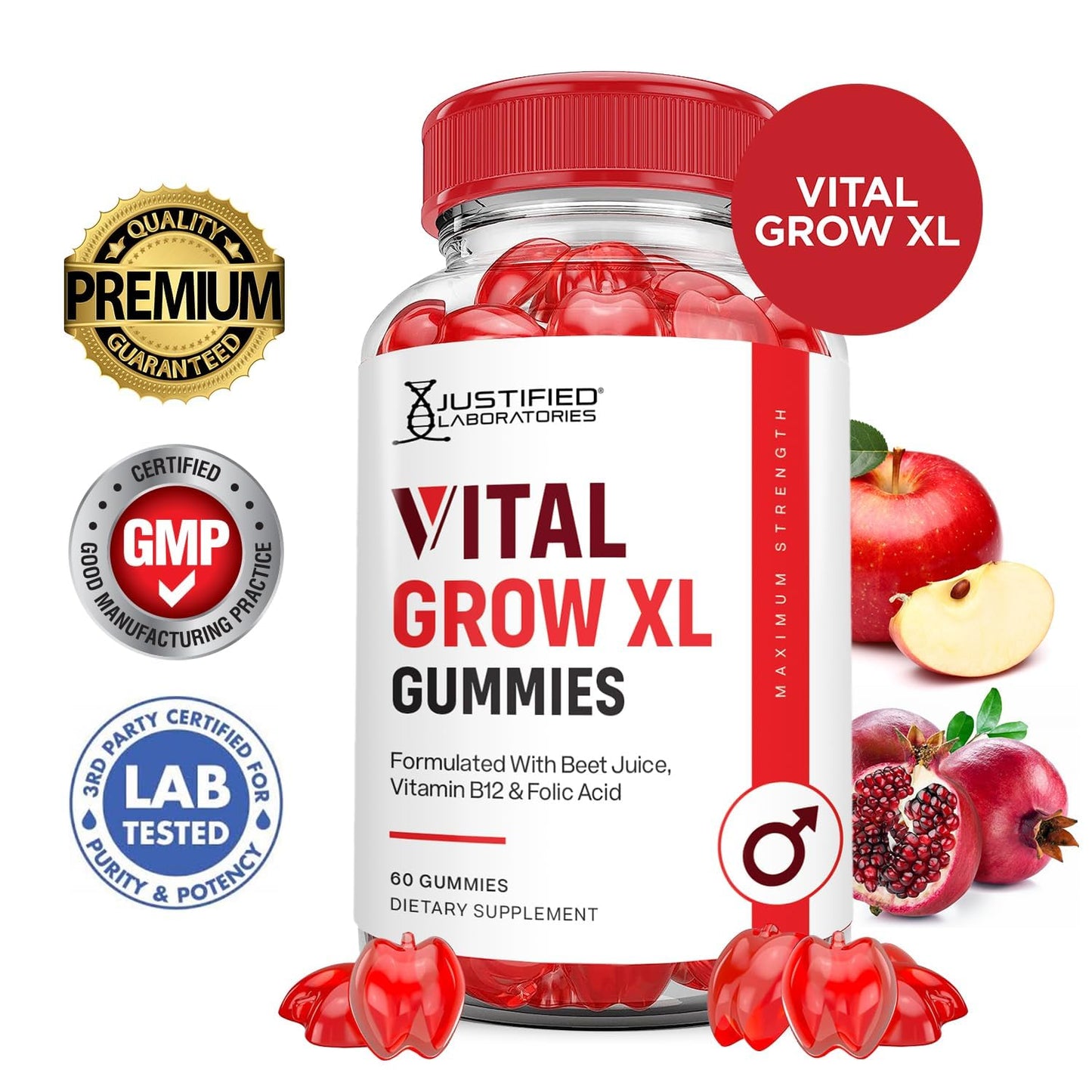 Justified Laboratories Vital Grow XL 1000mg ACV Gummies 2-Pack