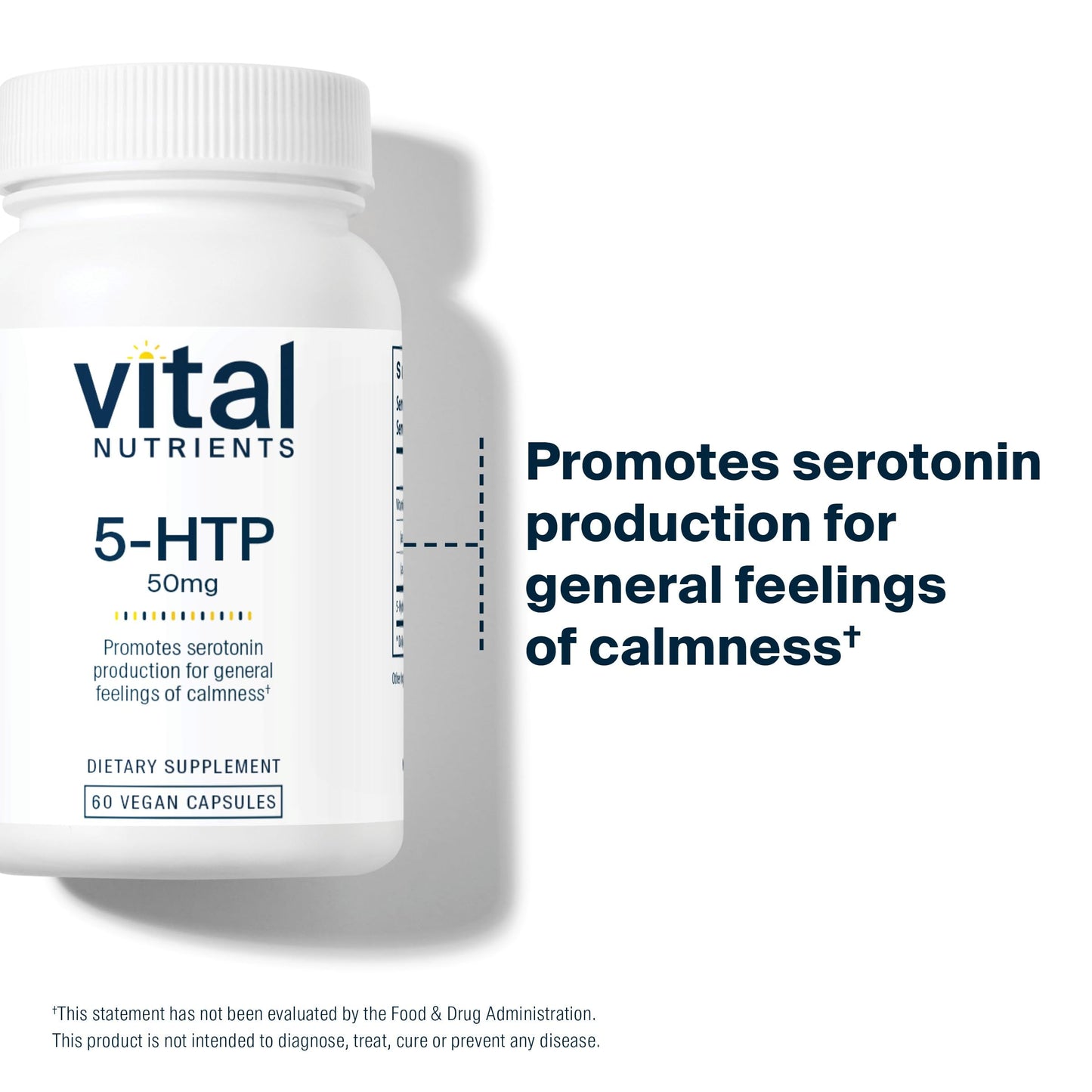 Vital Nutrients 5-HTP 50mg (5-HTP) – Vegan Serotonin Support • Sleep & Stress • 60 Capsules
