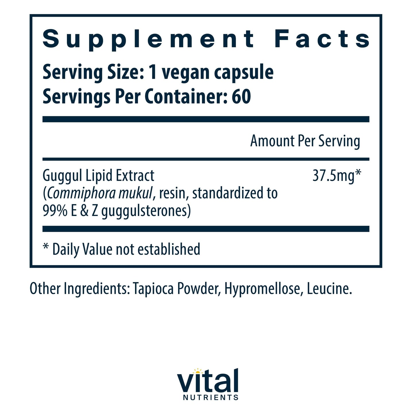 Vital Nutrients Guggul E & Z – Vegan Guggul Supplement for Healthy LDL & Triglyceride Levels | 60 Capsules
