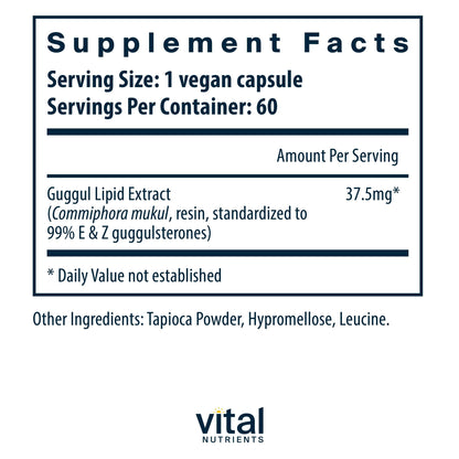 Vital Nutrients Guggul E & Z – Vegan Guggul Supplement for Healthy LDL & Triglyceride Levels | 60 Capsules