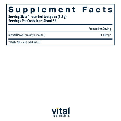 Vital Nutrients Inositol Powder | Myo-Inositol for Hormone & Energy Support | 56 Servings | Vegan, Gluten & Dairy Free