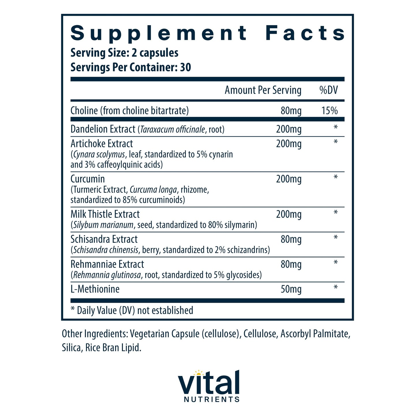Vital Nutrients Liver Support with Milk Thistle & Curcumin | Vegan, Gluten-Free | 60 Capsules