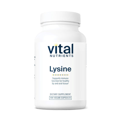 Vital Nutrients Lysine | Lysine Supplement Supports Healthy Lip and Oral Tissue | Immune Support Supplement Promotes Calcium Absorption | Gluten, Dairy, Soy Free | Non-GMO | 100 Capsules