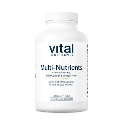 Vital Nutrients Multi-Nutrients 2 - Citrate/Malate Formula (Copper, No Iron) | 180 Vegetarian Capsules
