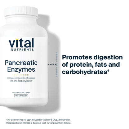Vital Nutrients Pancreatic Enzymes 1000mg | Full-Strength Digestive Enzymes | Gluten, Dairy & Soy Free | 180 Capsules