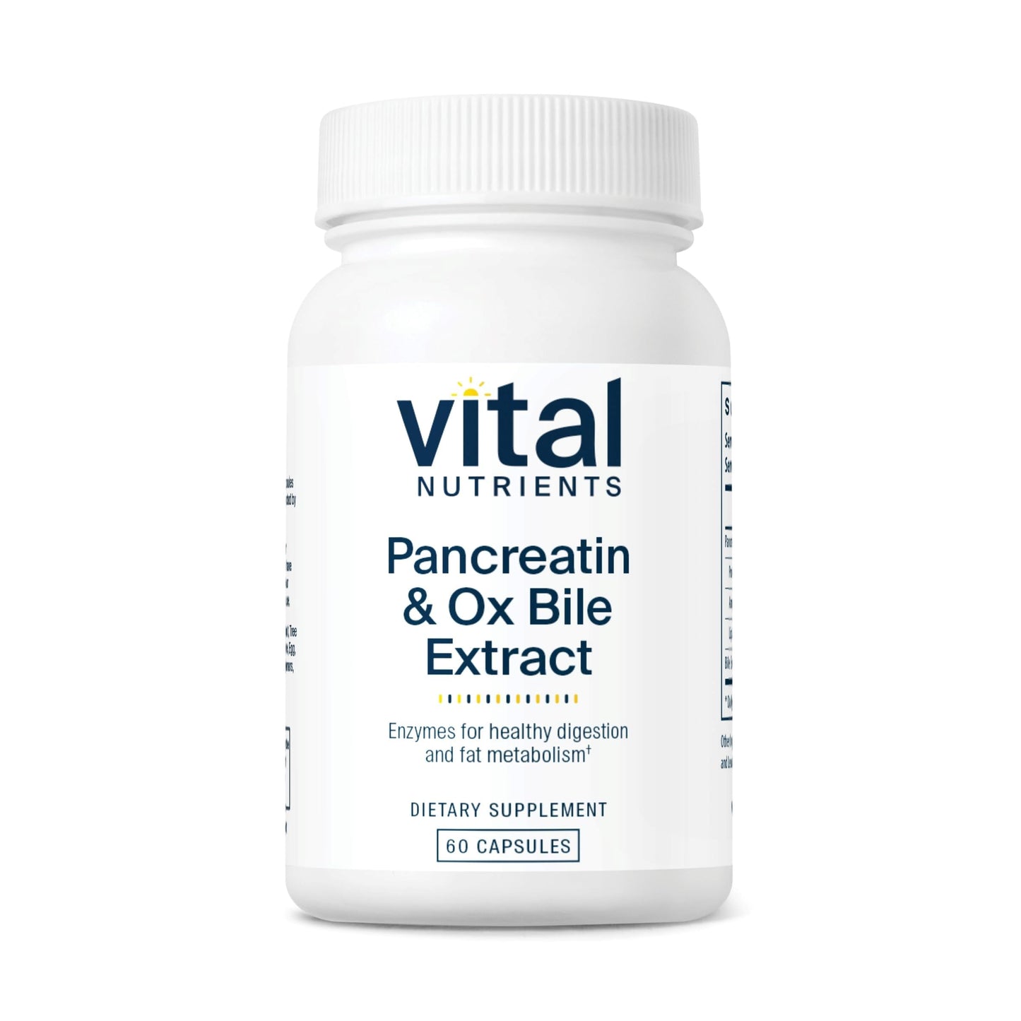 Vital Nutrients Pancreatin & Ox Bile Extract 500mg | Digestive Enzymes 60 Capsules