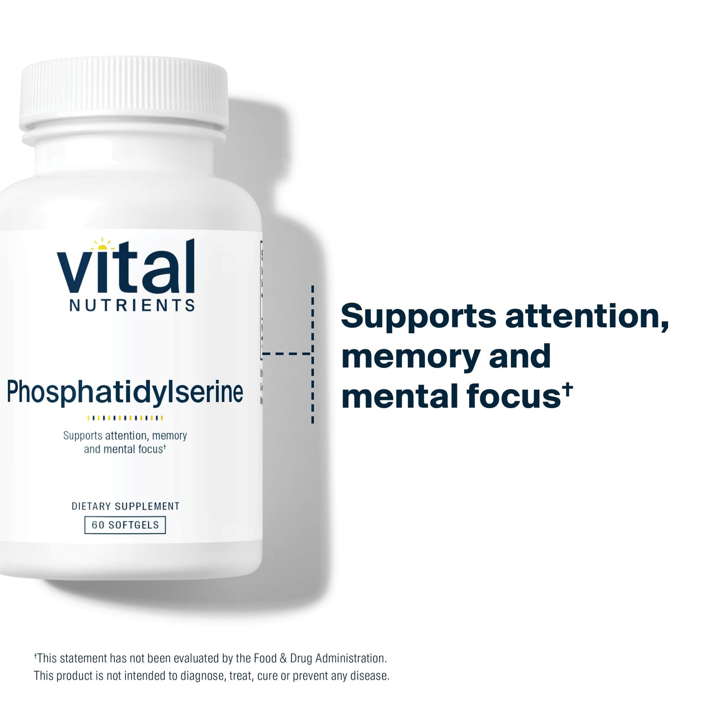 Vital Nutrients Phosphatidylserine | 150mg Phosphatidylserine Supplement | Powerful Nootropic for Attention, Memory, and Mental Focus Support* | Gluten, Dairy, Soy Free | Non-GMO | 60 Softgels