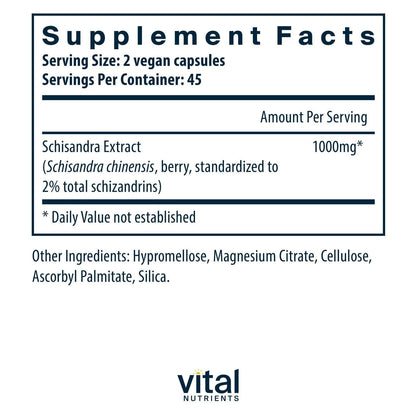 Vital Nutrients Schisandra Extract - Liver, Immune & Energy Support (1000 mg)