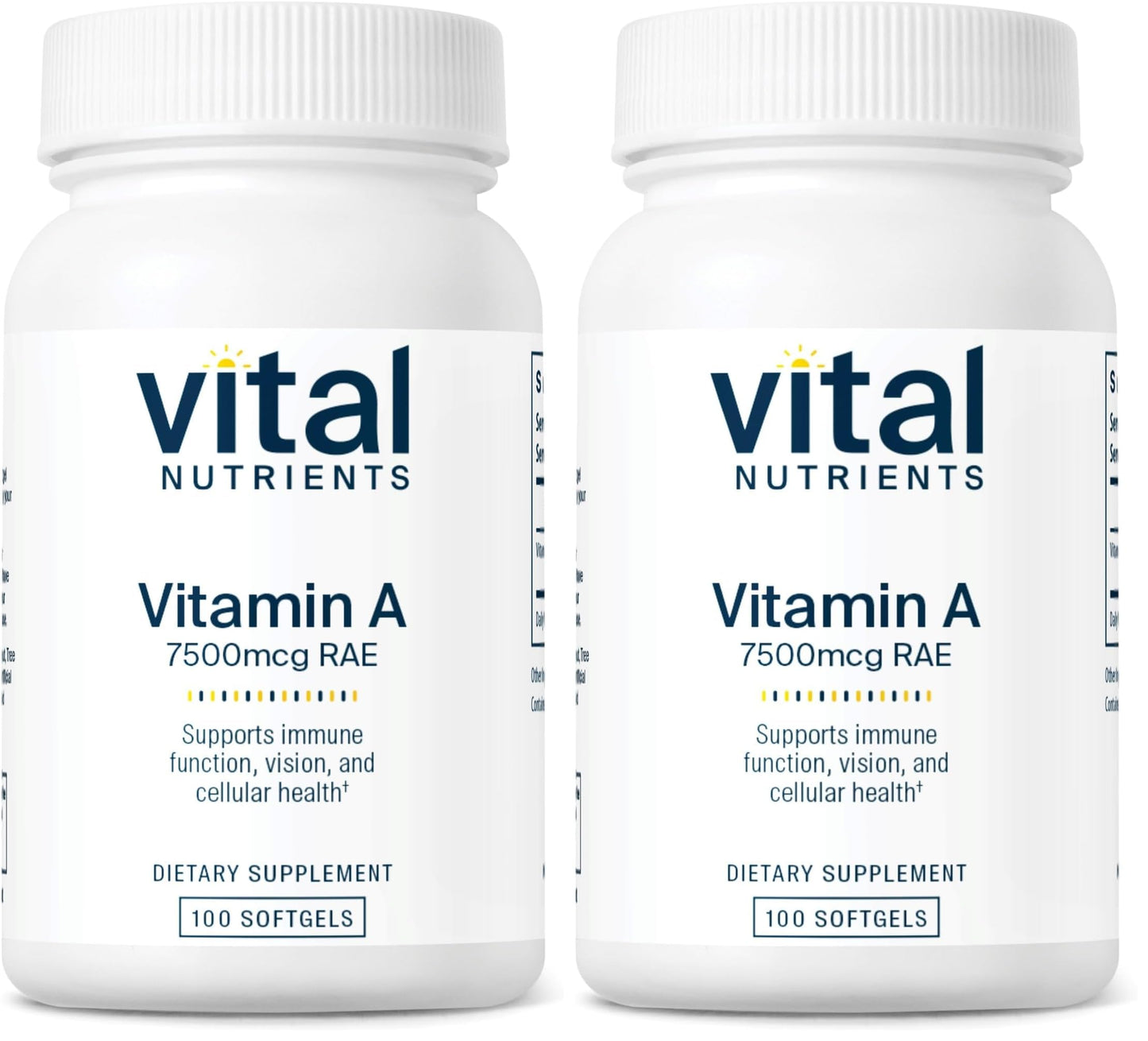 Vital Nutrients Vitamin A 7500mcg RAE – Immune, Vision & Skin Support | Non-GMO | Pack of 2