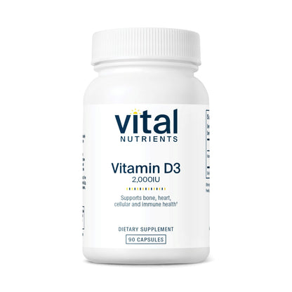 Vital Nutrients Vitamin D 2000 IU | D3 for Bones, Immunity & Calcium Absorption | 90 Capsules | Gluten, Dairy & Soy Free