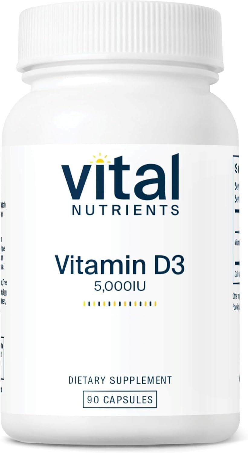 Vital Nutrients Vitamin D 5000 IU | Vitamin D3 Supplement | Healthy Bones, Teeth, Muscles* | Cellular & Immune Function | Calcium Absorption | Gluten, Dairy and Soy Free | 90 Capsules