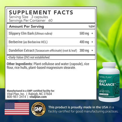 Vital Plan Gut Balance Supplement by Dr. Bill Rawls – Digestive Health Support (180 Capsules)