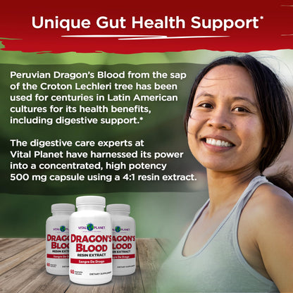 Vital Planet Dragon's Blood Resin Extract Croton lechleri – Digestive Health, 500 mg, 60 Capsules