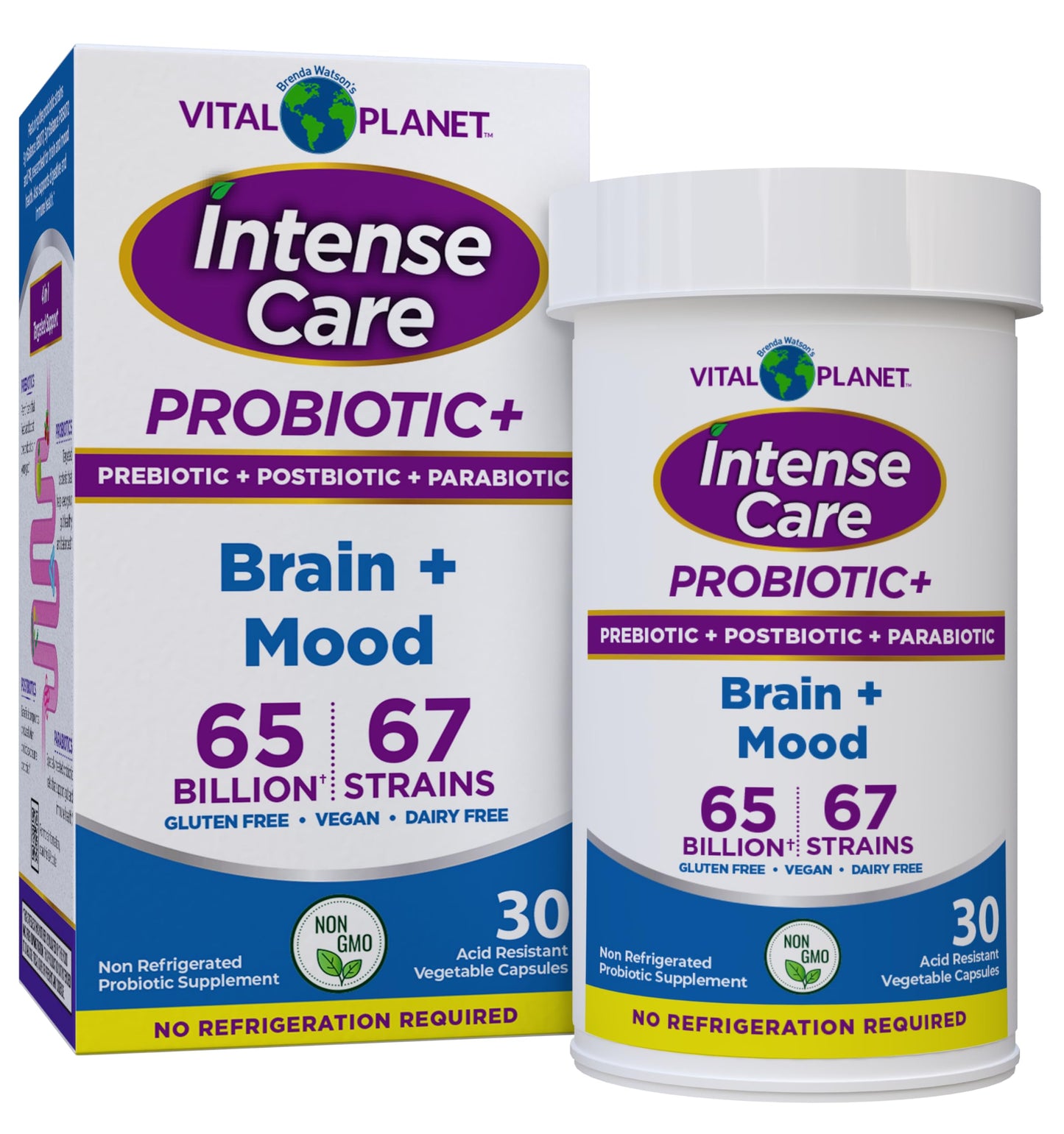 Vital Planet Intense Care Brain & Mood Probiotics – 65B CFU, 67 Strains, 30 Ct