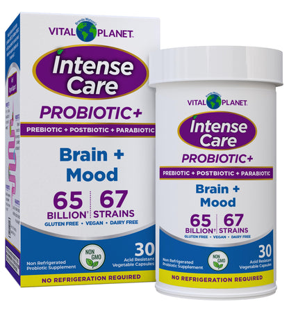 Vital Planet Intense Care Brain & Mood Probiotics – 65B CFU, 67 Strains, 30 Ct