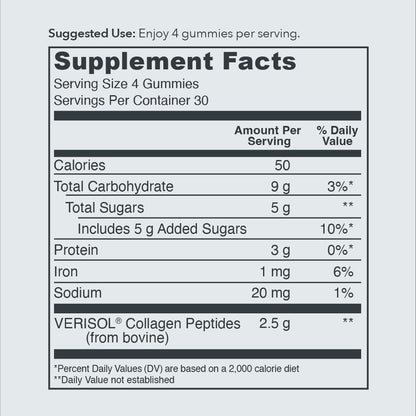 Vital Proteins Collagen Gummies – 2.5g VERISOL, 120ct x 2, Grape