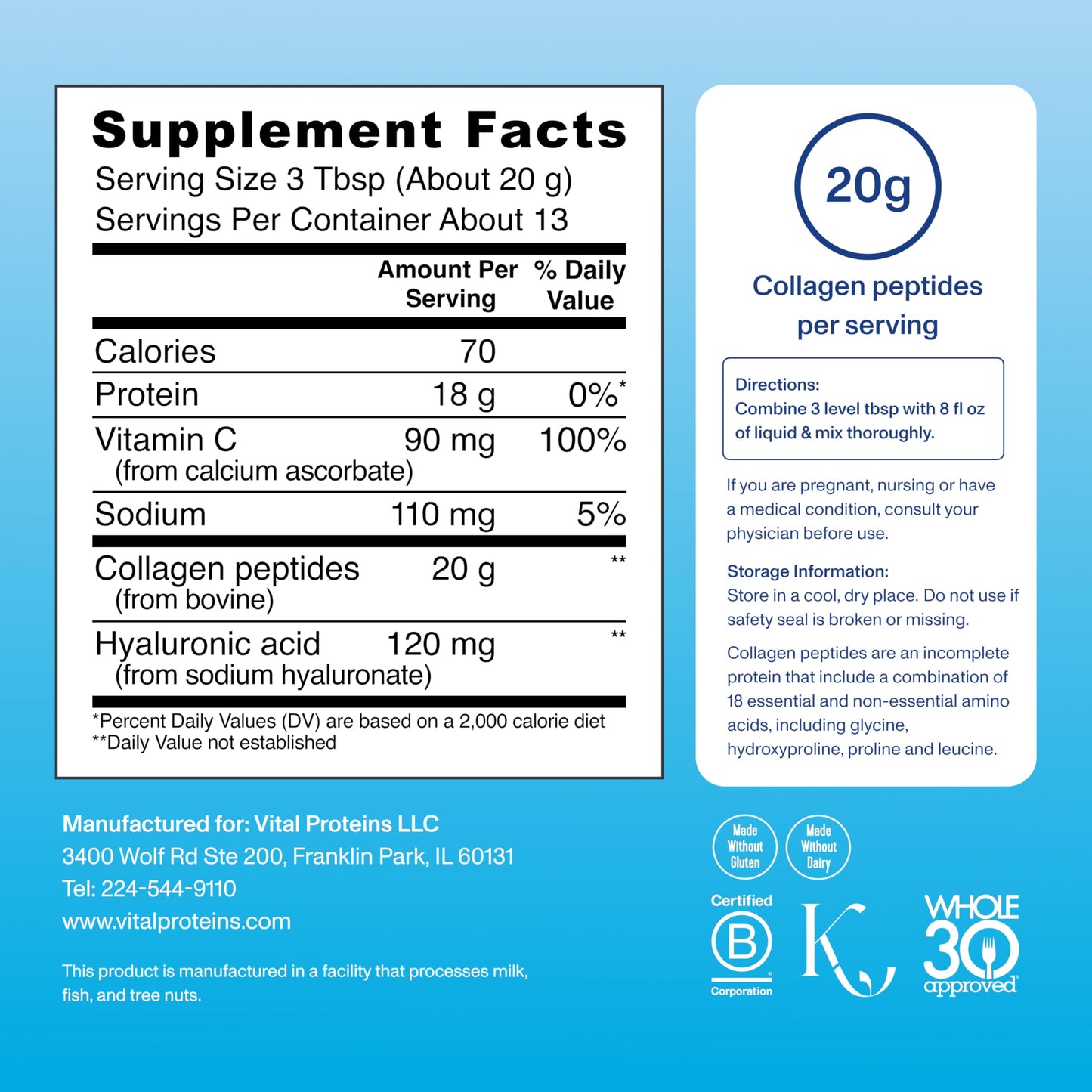 Vital Proteins Collagen Peptides Powder – Unflavored 9.33oz Bundle (2 Pack) | Hair, Skin, Nails & Joints