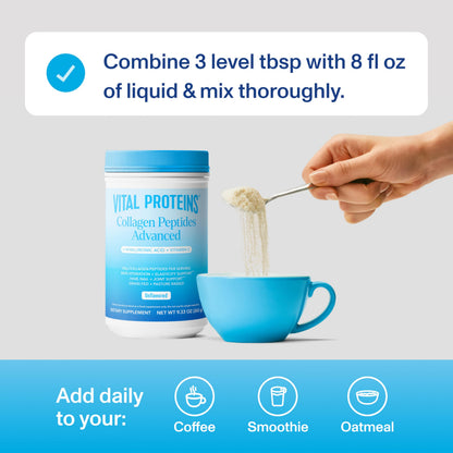 Vital Proteins Collagen Peptides Powder with Hyaluronic Acid & Vitamin C - Unflavored, 13 Servings