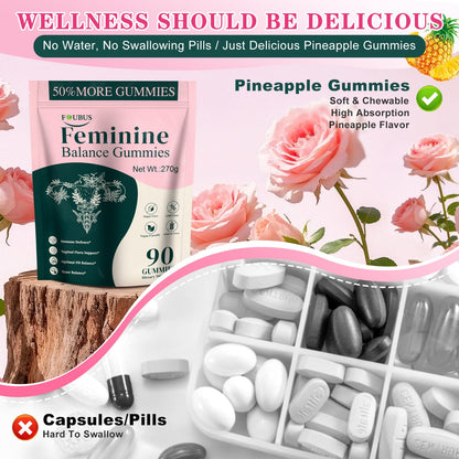 Vital Source Premium Feminine Balance Gummies - Vaginal Probiotic, pH & Immune Support, Pineapple