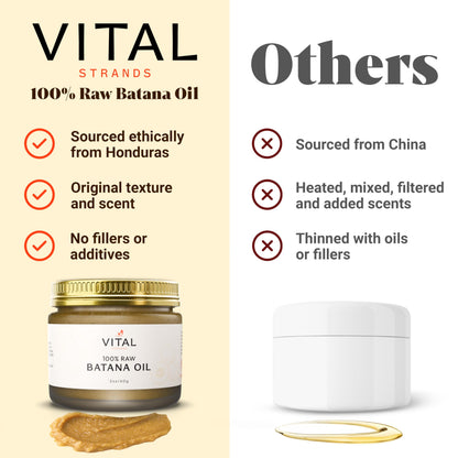 Vital Strands 100% Organic Raw Batana Oil for Hair Growth – All Hair Types – 2oz Glass Jar