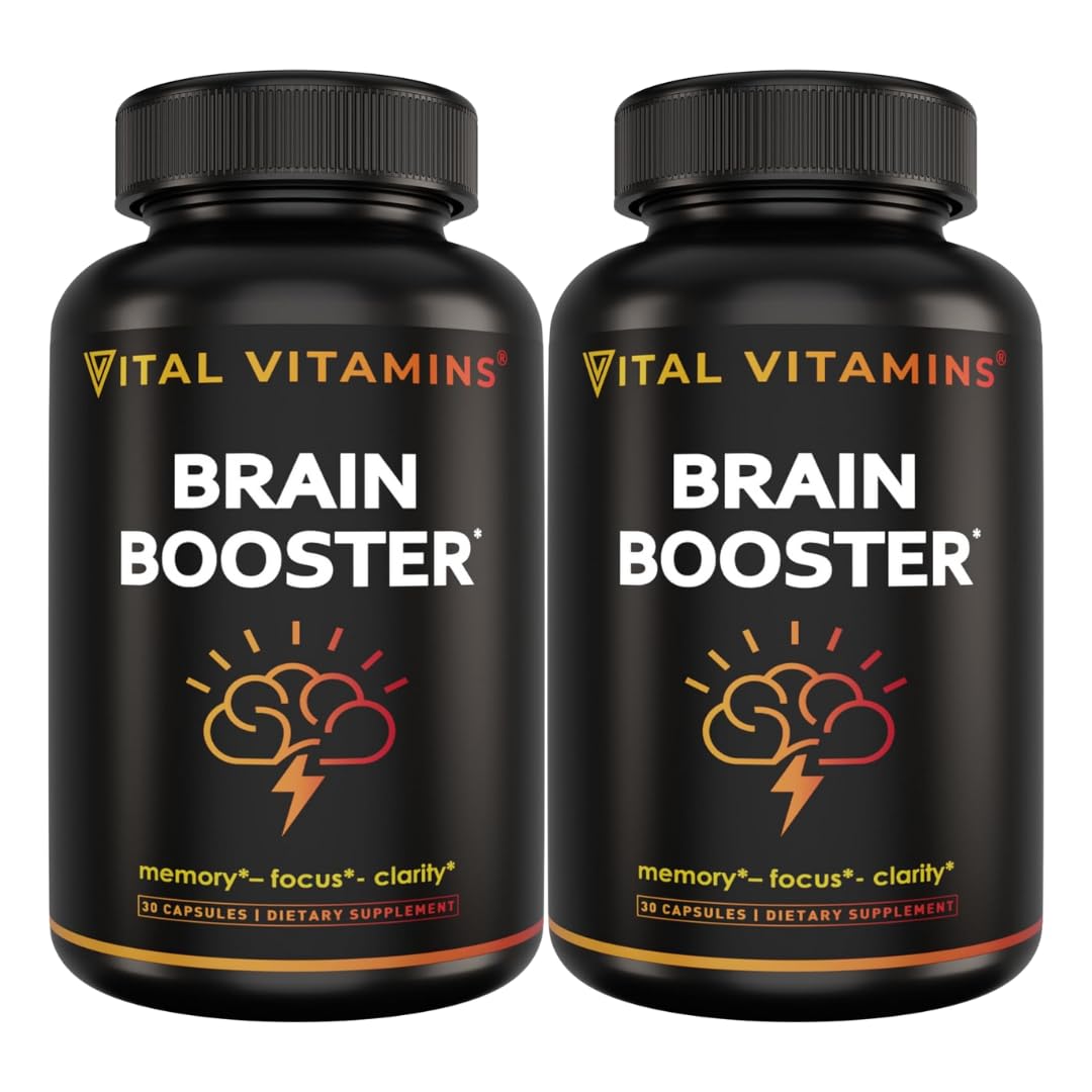 Vital Vitamins Brain Booster (2-Pack) — Memory & Focus Nootropics, Caffeine-Free