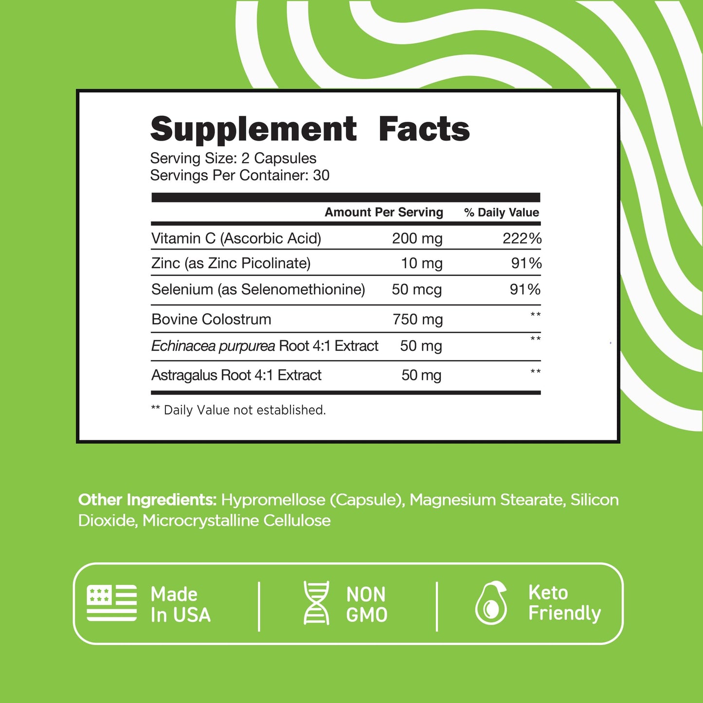 Vital Vitamins Colostrum Supplement – IgG 10% | Vitamin C, Zinc & Selenium | Grass-Fed 60 Caps