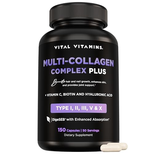 Vital Vitamins Multi Collagen Complex Plus - 150 Capsules | Hair, Skin, Nails