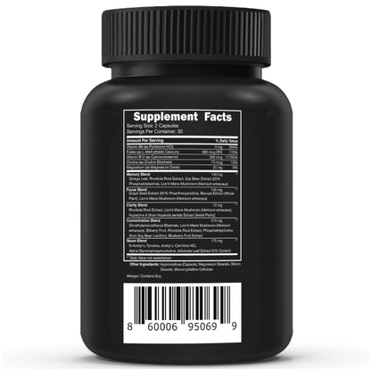 Vital Vitamins Nootropic Brain Supplement Plus – Memory & Focus (Lion's Mane) 60 Caps