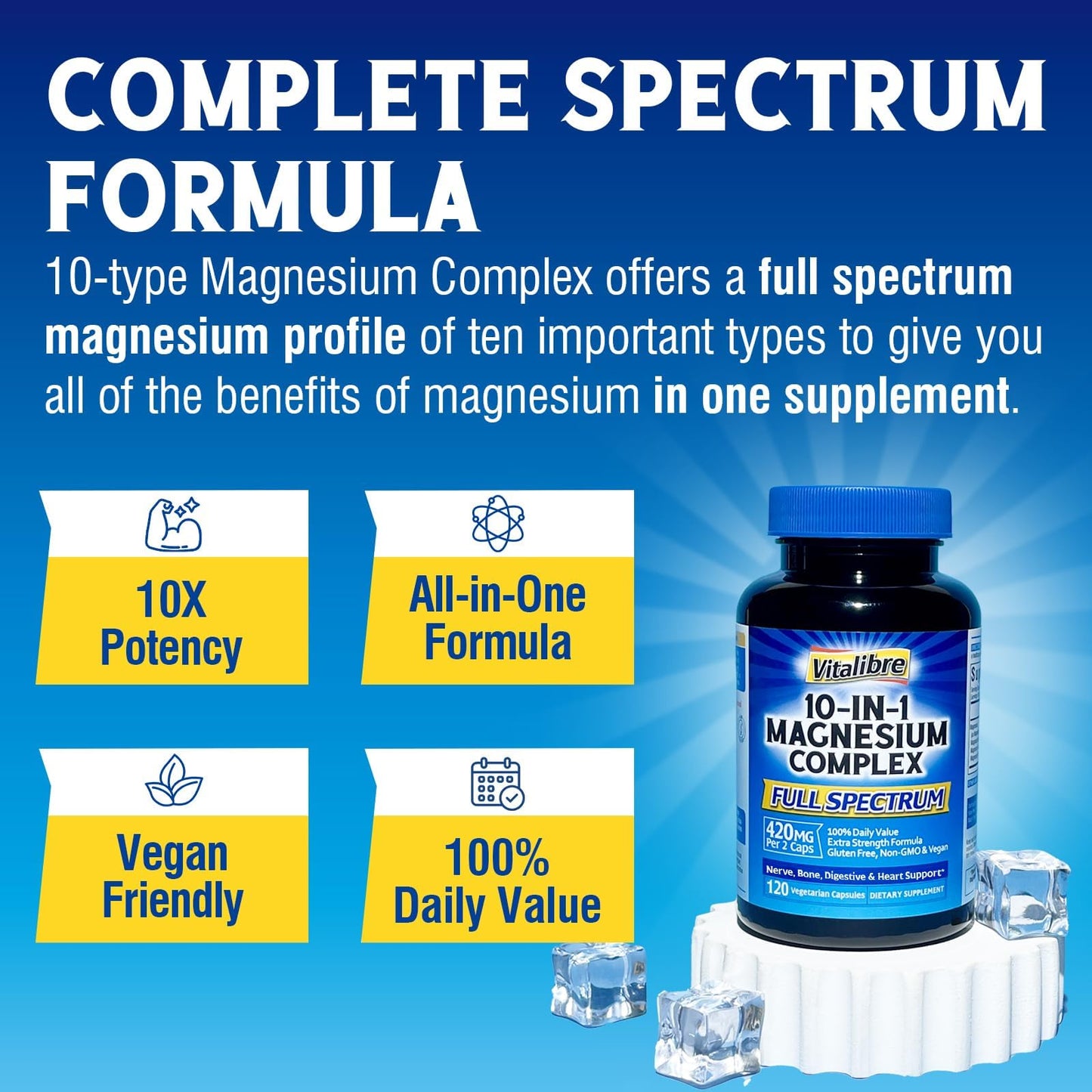 Vitalibre 10-in-1 Magnesium Complex – 420mg Elemental Magnesium