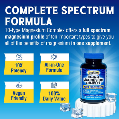 Vitalibre 10-in-1 Magnesium Complex – 420mg Elemental Magnesium