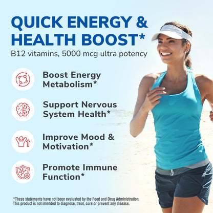 Vitalibre B12 Sublingual 5000 mcg – Vegan Methylcobalamin, Energy