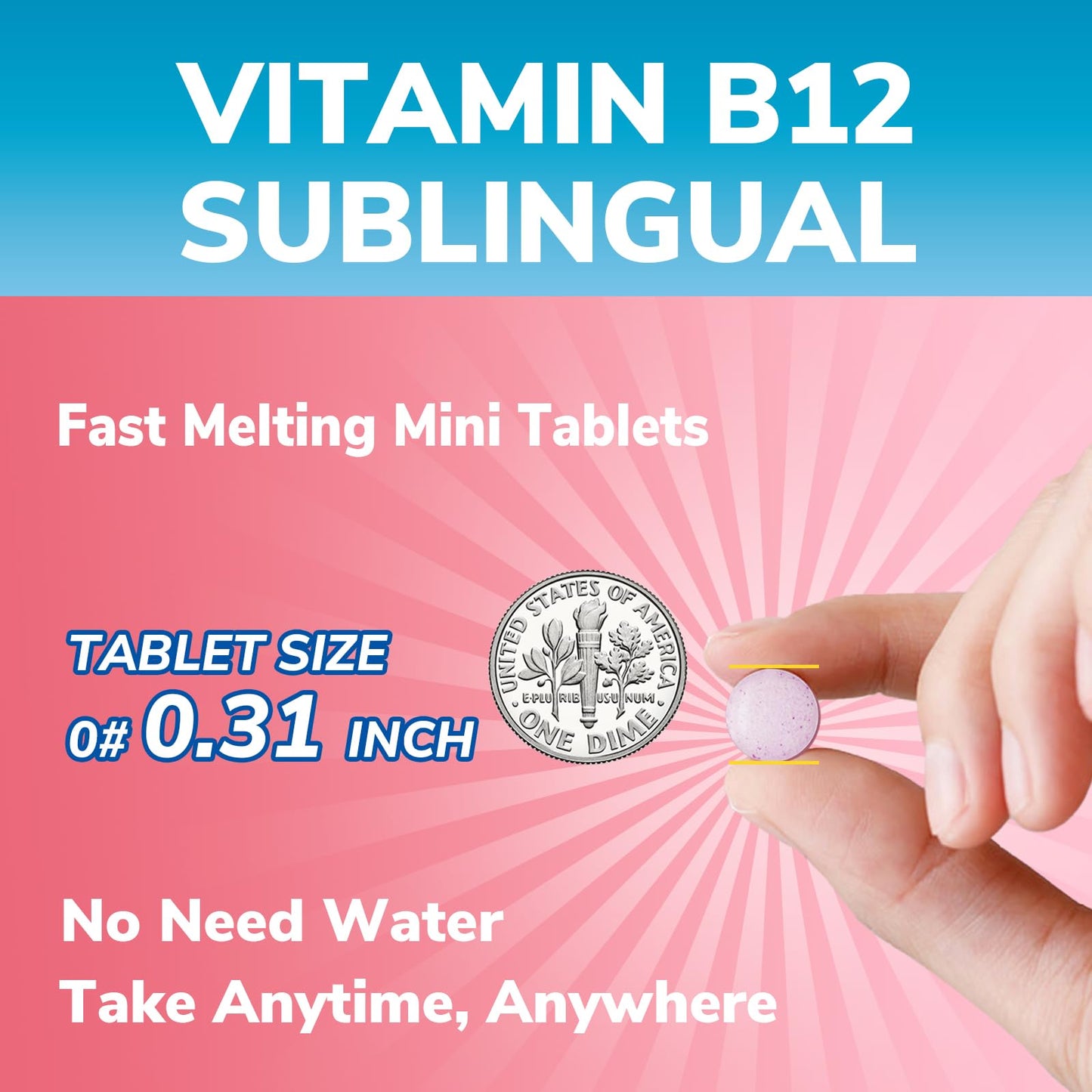 Vitalibre B12 Sublingual 5000 mcg – Vegan Methylcobalamin, Energy