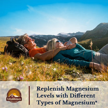 Vitalitown Magnesium Complex 2 Packs - 240 Capsules | NSF Certified Chelated Magnesium Glycinate, Malate, Taurate & Citrate