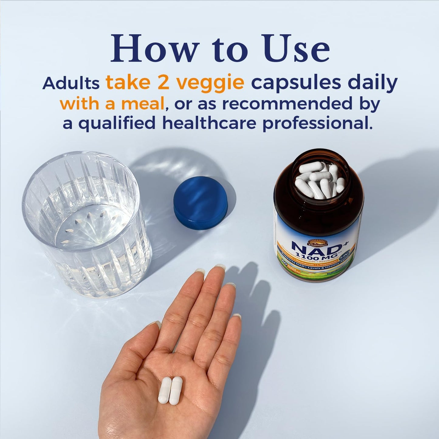 Vitalitown NMN NAD 1100mg with Resveratrol & NR – Anti-Aging Cellular Energy (60 Vegan Capsules)