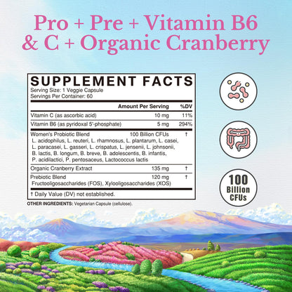 Vitalitown Women’s Probiotics – 100B CFUs, 18 Strains | 60 Vegan Caps