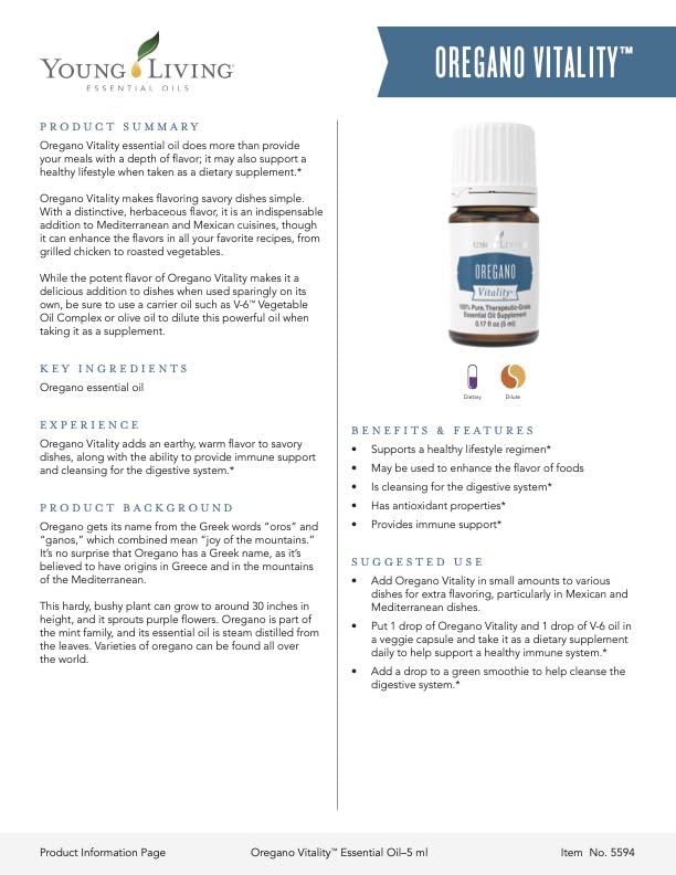 Vitality Oregano Essential Oil 5 ml by Young Living – Immune Support, Digestive Wellness, Pack of 2