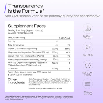NutraVōs Vitalix – Cortisol Reducer & Adaptogen Drink Mix (Ashwagandha KSM-66, Magnesium Glycinate, L-Theanine) Raspberry Lemonade – 30 Servings