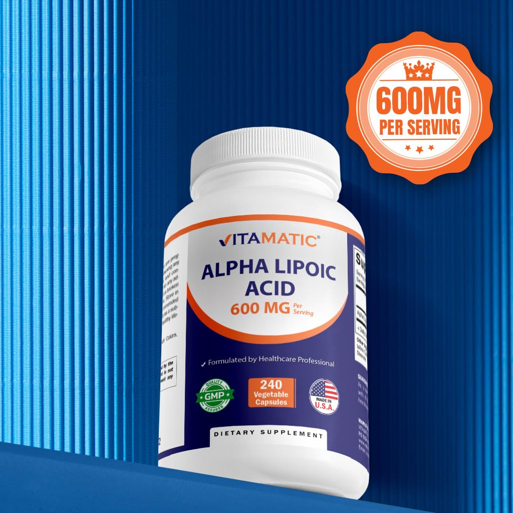 Vitamatic ALA 600mg – 240 Veg Capsules (Pack of 2) | Non-GMO & Gluten Free
