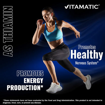 Vitamatic Vitamin B1 100mg – 250 Vegetarian Tablets | Energy, Nerve & Heart Health (Pack of 2)