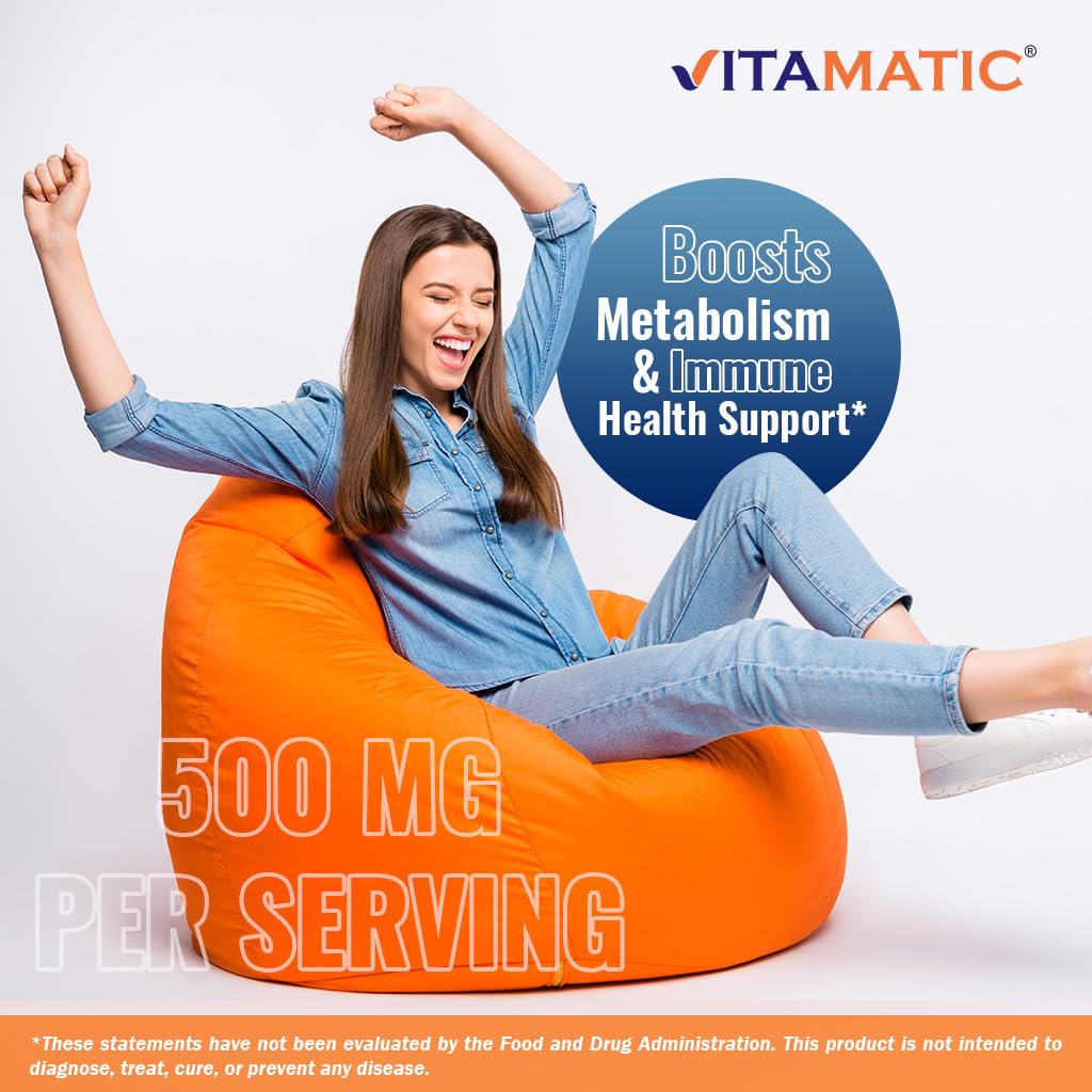 Vitamatic Vitamin B6 500 mg – 120 Vegetarian Tablets | 2-Pack – Energy, Metabolism & Immune Support