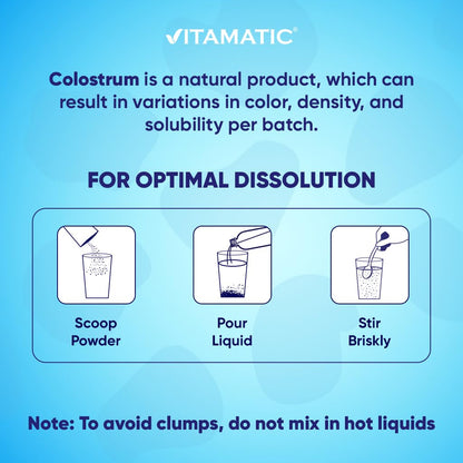 Vitamatic Bovine Colostrum Powder 30% IgG - 60g (2-Pack) for Gut Health & Immunity