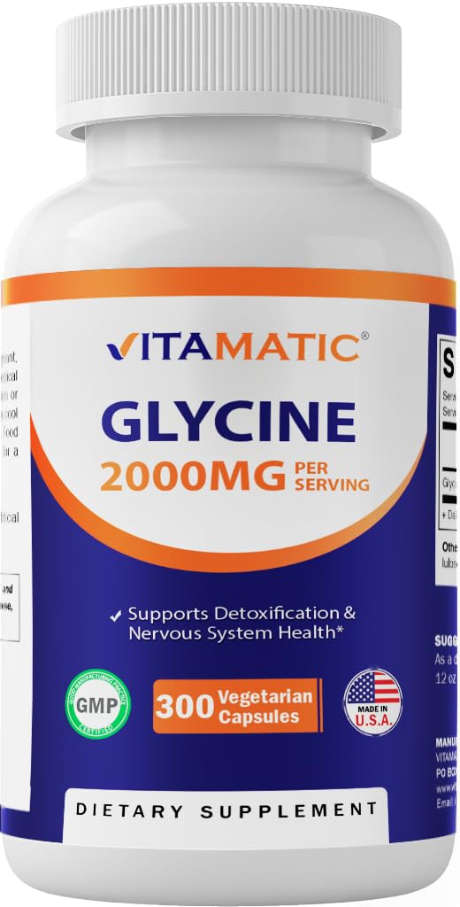 Vitamatic Glycine 2000mg per Serving – 300 Count, Non-GMO, Gluten Free