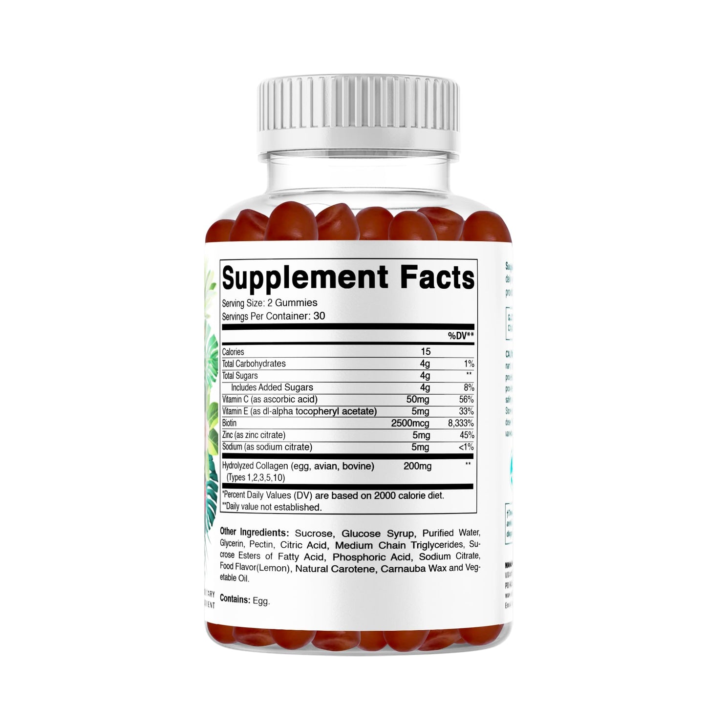 Vitamatic Hydrolyzed Collagen Gummies with Vitamin C, Zinc & Biotin – Healthy Skin Support, 60 Gummies
