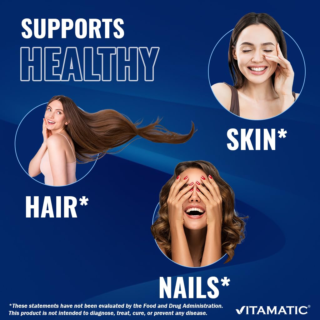 Vitamatic Hydrolyzed Keratin 500mg – 240 Vegetarian Capsules (Pack of 2) | Hair Skin Nails Support