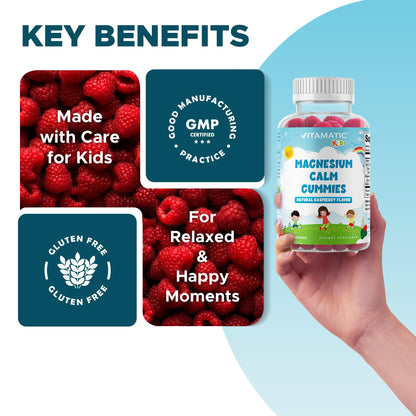 Vitamatic Kids Magnesium Calm Gummies - 60 Vegan Count (Pack of 2) | Great Tasting Support for Healthy Muscles, Bones & Energy